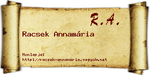 Racsek Annamária névjegykártya